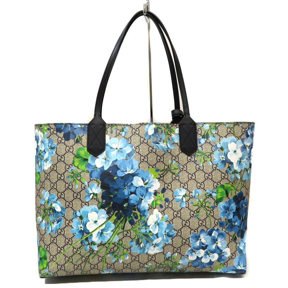 GUCCI GG Blooms Reversible Tote Bag Supreme Beige Blue Floral Flower - Picture 2 of 11